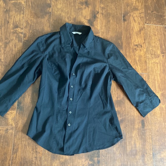 Marks and Spencer 3/4 length black button down shirt - Picture 2 of 5